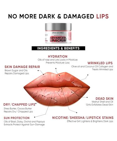 UrbanBotanics Advanced Lip Scrub Balm - Brightening Dark Lips Treatment for Men & Women - 40g Lip Care for Smokers Dry and Chapped Lips - Buy Online on GoSupps.com