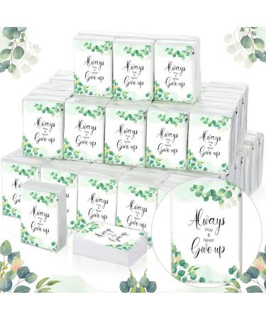 100 Pack Wedding Tissues Bulk Thank You for Celebrating with Us Tissues Pocket Wedding Facial Tissues Mini Individual Travel Size Tissues Wedding Welcome Bags Items Wedding Favors (Leaf Style)