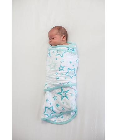 Miracle Blanket Baby Sleep Swaddle Wrap - Aqua Stars, Newborn Boy/Girl 0-3 Months - Buy Online on GoSupps.com