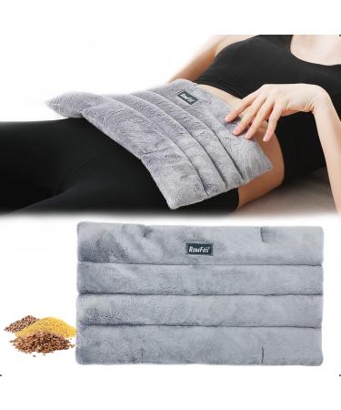 Romfox Microwavable Heating Pad for Pain Relief, Moist Heat for Menstrual Cramps, Muscles, Joints, Back, Neck and Shoulders, Heat Compress Pillow, for Both Hot and Cold Therapy (Grey - Unscented)