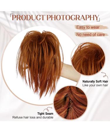 PORSMEER Claw Clip Ponytail Hair Extension - Tousled Updo Bun Copper Red 10 inch Auburn - Buy Online on GoSupps.com