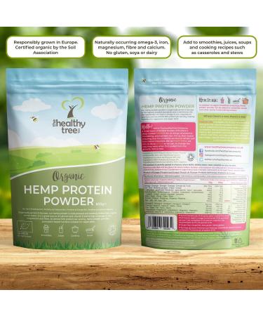 Organic Hemp Protein Powder by TheHealthyTree Company - European Harvest - Vegan, High Omega-3, Iron, Amino Acids, Magnesium - Raw Hemp Protein (600g) - Buy Online on GoSupps.com