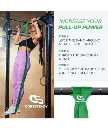 Coresteady Green Pull Up & Resistance Band - Heavy Duty Rubber Loop for Men & Women - Build Power & Muscle - Fitness Training Assist - Buy Online on GoSupps.com