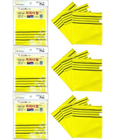DAE YOUNG Genuine Advanced Korean Italy Towel  Asian Exfoliating Bath Washcloth  Color (Yellow) 9pcs