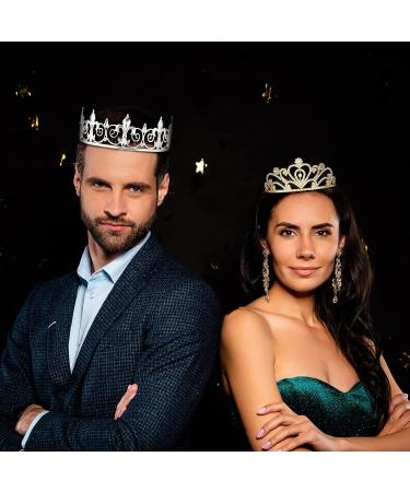 4 Pcs Baroque Prom King and Queen Crowns - Crystal Tiara and Metal Headband Set for Wedding, Gothic Costume, Birthday Party - Exquisite Bridal Accessories - Buy Online on GoSupps.com