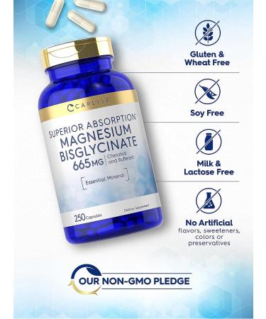 Carlyle Buffered Magnesium Bisglycinate 665mg | 250 Capsules | Chelated Essential Mineral Supplement - Buy Online on GoSupps.com