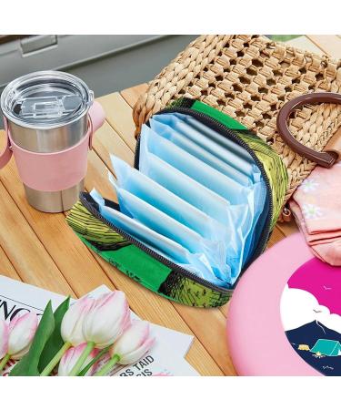 Reusable Menstruation Pad Bag with Zipper | Eco-Friendly Women's Tampon & Napkin Organizer - Avocado & Leaves Design - Buy Online on GoSupps.com