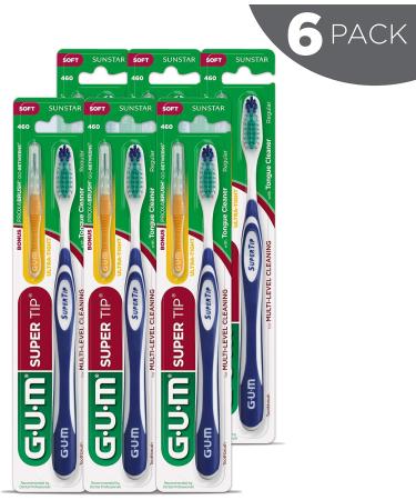 GUM Super Tip Toothbrush Full Head & Soft Bristles with Bonus Proxabrush Go-Betweens (Pack of 6) - 6 ct - Buy Online on GoSupps.com