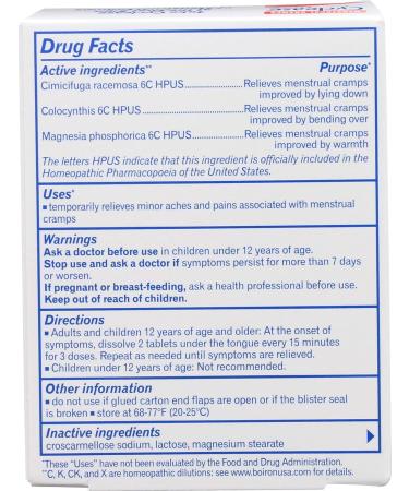 Boiron Cyclease CRAMP Tablets - Relief for Menstrual Discomfort - 60 Count | Buy Internationally - Buy Online on GoSupps.com