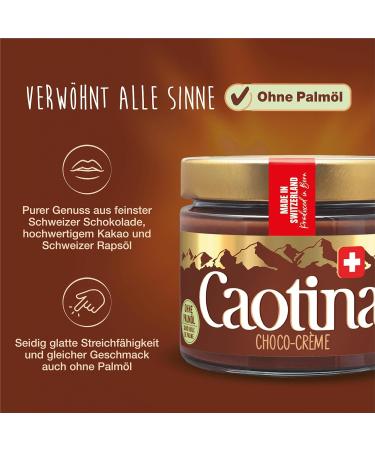 Caotina Chocolate Cream Spread - Palm Oil Free Swiss Chocolate Hazelnut Spread | 300g | Indulge in Sweet Creamy Perfection - Buy Online on GoSupps.com