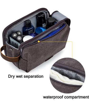 Men's Travel Toiletry Bag - BAGSMART Organizer Dopp Kit, Water-Resistant Shaving Bag, Large Grey Canvas - Large Size - Buy Online on GoSupps.com