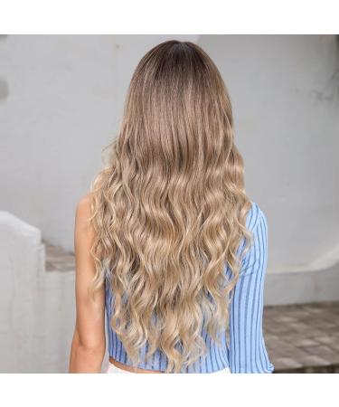 Haircube Ombre Blonde Brown Wig for Women - Long Corrugated Synthetic Wig with Ponytail - Natural Convenient & Breathable Style - Buy Online on GoSupps.com