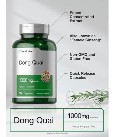 Horb ach Dong Quai Capsules | 1000mg | 150 Count | Non-GMO and Gluten Free Supplement | Traditional Herb - Buy Online on GoSupps.com