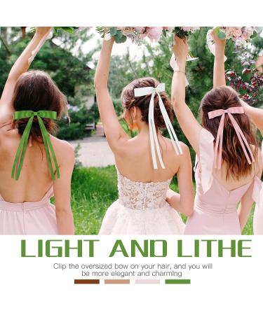 Yunlly 8 Pcs Tassel Ribbon Hair Bow Clips for Women and Girls - Silky Hair Accessories - Buy Online on GoSupps.com