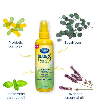 Dr. Scholl's Probiotic Foot Spray 4oz - Odor Eliminator & Shoe Deodorizer - Buy Online on GoSupps.com