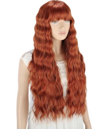 YEESHEDO Auburn Long Hair Wig for Women - Natural Curly Wavy Synthetic Fringe Red Wig - 28 Inches for Party, Cosplay or Daily Wear - Buy Online on GoSupps.com