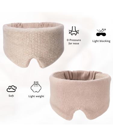 Wool Blend Knitted Sleep Mask | Soft Light Blocking Eye Mask for Travel & Naps | Comfortable Beige Blindfold - Buy Online on GoSupps.com
