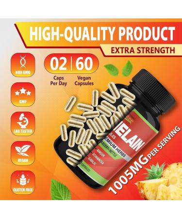 Organic Cadane Bromelain Extract Capsules with Quercetin Elderberry Ginger Echinacea Garlic Black Pepper - 60 Capsules - Buy Online on GoSupps.com