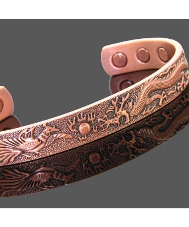 Pure Copper Magnetic Bracelet Men Women Copper Bangle Cuff Holistic Magnetic Band with 6 Strong Magnets Unisex Adjustable Good Luck Dragon Wristband-PDC (M: Wrist 16.5-19.5cm/6.5-7.6") - Buy Online on GoSupps.com