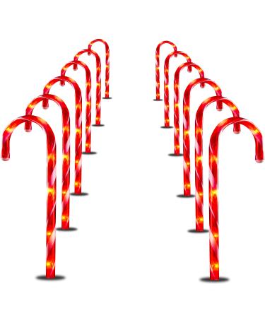 Prextex 12 Christmas Candy Cane Pathway Lights Markers for Indoor and Outdoor Use - Christmas Light Up Candy Cane Walkway Outside (2 Sets of 6 Candy Canes, 17 Inches Tall)