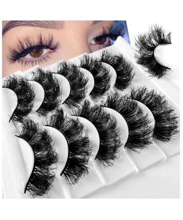 fdsmall False Eyelashes 8D Curl Wispy Long Lashes Fluffy Natural Look False Eyelashes 15 MM Faux Mink Lashes Soft Reusable Eye Lashes 5 Pairs (G5-4)