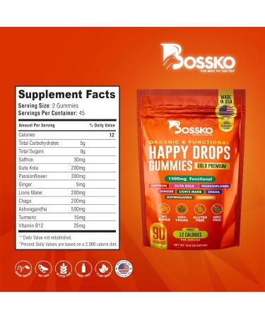 Happy Drops Daily Superfood Gummies for Mood Support, Focus and Energy Sugar-Free, Vegan, Blueberry Flavor 90 Gummies for Adults Daily Support for Mood, Focus and Natural Energy - Buy Online on GoSupps.com