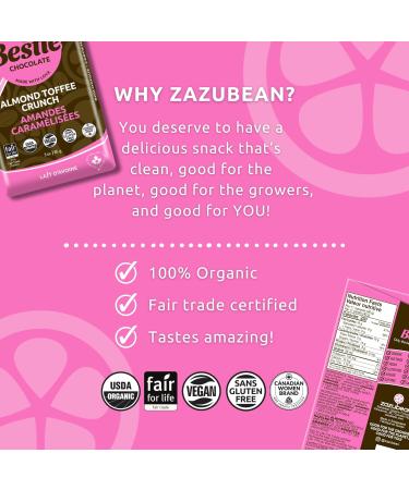 Zazubean SUPERFOODS Chocolate bars - Organic Vegan Fair trade Gluten free Soy Free (Almond Toffee Crunch) - Buy Online on GoSupps.com