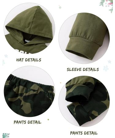 Amissz Baby Boy Clothes Toddler Boys Outfit 1-6T | Infant Letter Print Hoodie Set | Camouflage | 1-2 Years - Buy Online on GoSupps.com