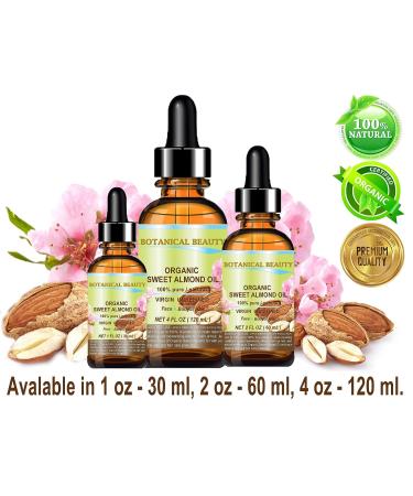 Organic Sweet Almond Oil 100% Pure Cold Pressed 2oz - Natural Face, Hair, and Body Moisturizer - Buy Online on GoSupps.com