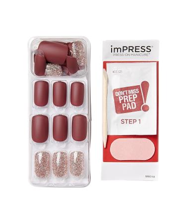 KISS ImPRESS Press-On Manicure Hero Medium Length Square Nails with PureFit Technology Includes Cleaning Pad Mini File & 30 Artificial Nails - Buy Online on GoSupps.com