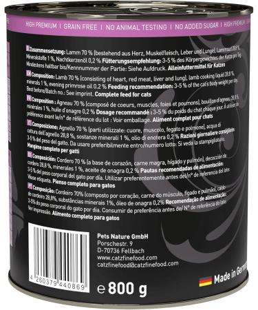 Catz Finefood Purrr Lamb Monoprotein Cat Food - 70% Meat - 6 x 800g Cans - Nutritional Wet Food for Cats - Buy Online on GoSupps.com