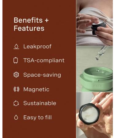 Cadence Travel Containers - Skincare Set - Magnetic Travel Capsules - for Facial Cleanser Moisturizer Sunscreen - 3 Small Capsules (0.56oz) with Cleanser Moisturizer & Sun-Icon Labels - Petal - Buy Online on GoSupps.com