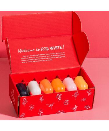 Koji White Kojic Acid Skin Brightening Soap Gift Set for Women with Papaya, Glutathione, Vitamin C, Collagen, Charcoal - 2.8 Oz (6 Bars) | Dark Spot, Hydrating Facial & Body - Cruelty-Free - Buy Online on GoSupps.com