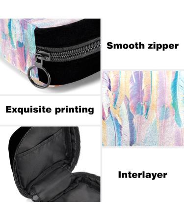GIAPB Period Bag - Art Colorful Feather Design - Sanitary Napkin Storage & Makeup Pouch - Buy Online on GoSupps.com