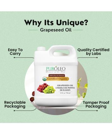 PUROLEO Organic Certified USDA Grapeseed Oil 32 Fl Oz/946 ML (Packed in Canada) 100% Natural Moisturizer & Organic Carrier Oil for Hair Skin Body Massage Baby Care Beauty & DIY Blends 3.56 Fl Oz (Pack of 9) - Buy Online on GoSupps.com