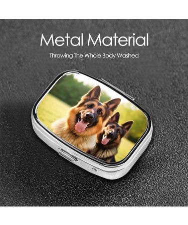 Happy German Shepherd Pill Case - 2 Compartment Travel Pill Organizer | Cute Pocket & Purse Gifts - Buy Online on GoSupps.com