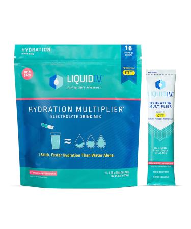 Liquid I.V. Hydration Multiplier - Strawberry Lemonade - Hydration Powder Packets | Electrolyte Drink Mix | Easy Open Single-Serving Stick | Non-GMO |16 Sticks 16 Count (Pack of 1)