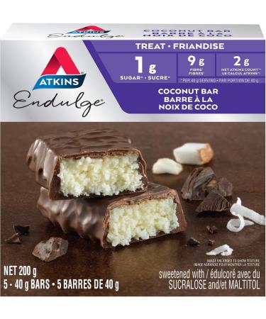 Atkins Endulge Bars - Coconut 1g Sugar Keto-Friendly High Fibre - 5-Count & Snack Bars - Caramel Chocolaty Nut Roll 2g Sugar Keto-Friendly High Fibre 5 count Endulge Bars + Snack Bars - Buy Online on GoSupps.com