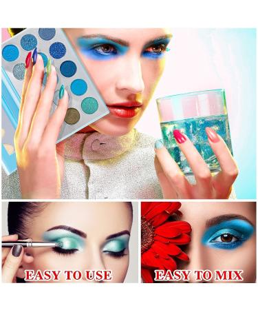 QIUFSSE Blue Eyeshadow Palette - 15 Colors Matte Glitter Blendable Eye Shadow Set for Women | Long Lasting Metallic Shades | Christmas Gift Idea - Buy Online on GoSupps.com