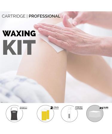 Sunzze Warm Wax Roll-On Set | Wax Cartridge Heater 2 Cartridges Fleece Strips & After Wax Lotion - Best for Smooth Skin - Buy Online on GoSupps.com