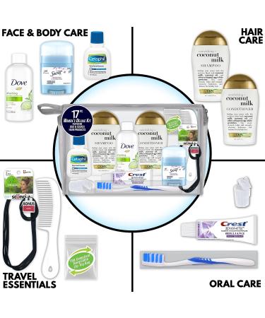 Women's Deluxe 17 PC Kit with Coconut Milk Hair, Face & Body Care - Travel-Size Essentials - Buy Online on GoSupps.com