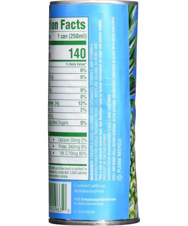 Dole 100% Pineapple Juice 8.4oz Can - Multicolored - #77370 - Buy Online on GoSupps.com