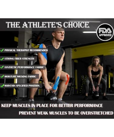 Kinesiology Tape 2" x 16.4ft - Waterproof Latex-Free Athletic Tape for Knee & Joint Pain Relief | Elastic Therapeutic Sports Tape for Improved Circulation & Muscle Support - Buy Online on GoSupps.com
