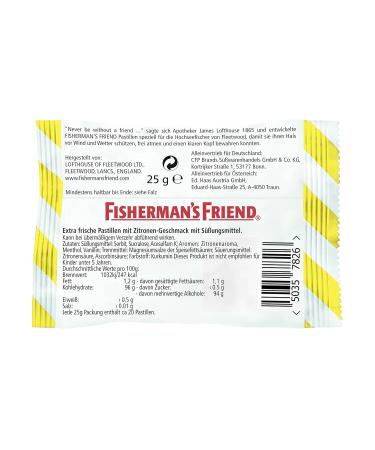 Fisherman's Friend Lemon Candies - Sugar-Free & Vegan Exclusive 8-Pack (8 x 25g) for Fresh Breath - International Shipping Available - Buy Online on GoSupps.com
