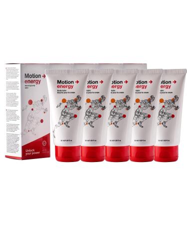 Motion Energy - Body Balm | Eucalyptus Rosemary Cinnamon Essential Oils & Ginger | 50 ml | 5 Pack