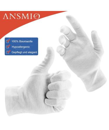 Ansmio 3 Pairs of 100% Cotton Jersey Gloves - Soft Protective Fabric Gloves - White - Size S (23 cm) - Ideal for All-Day Comfort & International Shipping - Buy Online on GoSupps.com