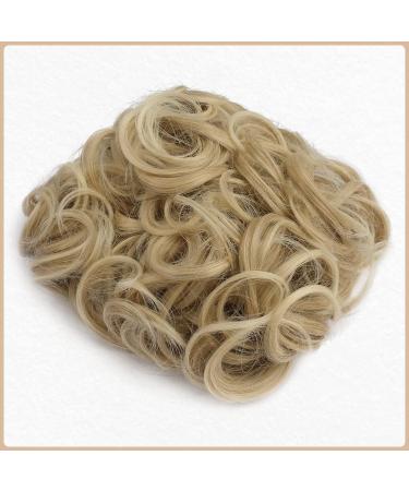 Sofeiyan Messy Bun Hair Piece Wavy Curly Extensions Drawstring Chignon Clip in Hairpiece - Pale Golden Blonde/AuBurn Mix - Buy Online on GoSupps.com