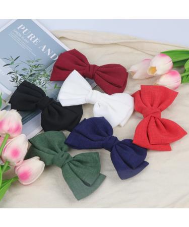 Hair Bow Clips, French Hair Bows Barrette Hair Accessories for Women Girl and Ladies - Ideal Gift for Birthday,Daily Wear and Holiday Present (6pcs) Multi-colored