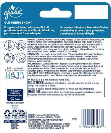 Glade Holiday Plugin Scented Oil Refill Glistening Snow 2 Refills Infused with Essential Oils Holiday Limited Collection - Buy Online on GoSupps.com