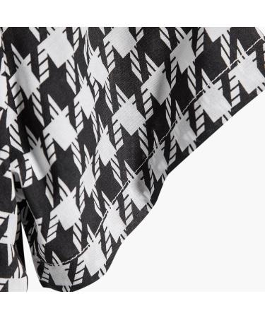 Aayomet Men's Houndstooth Pattern Turn Down Collar Casual Tee Shirt - Black - XX-Large - Buy Online on GoSupps.com
